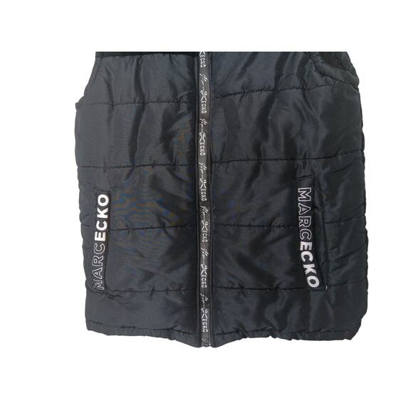 Marc Ecko Cut & Sew Black Quilted Puffer Vest Men’s Small S Zip Up Logo Pockets - Picture 5 of 16